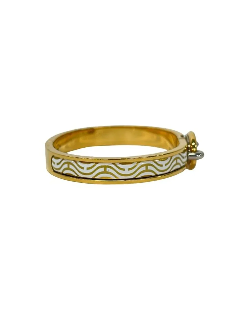 Hermes Bangle Mini Clic Chaine D'ancre Gold Silver White Bracelet